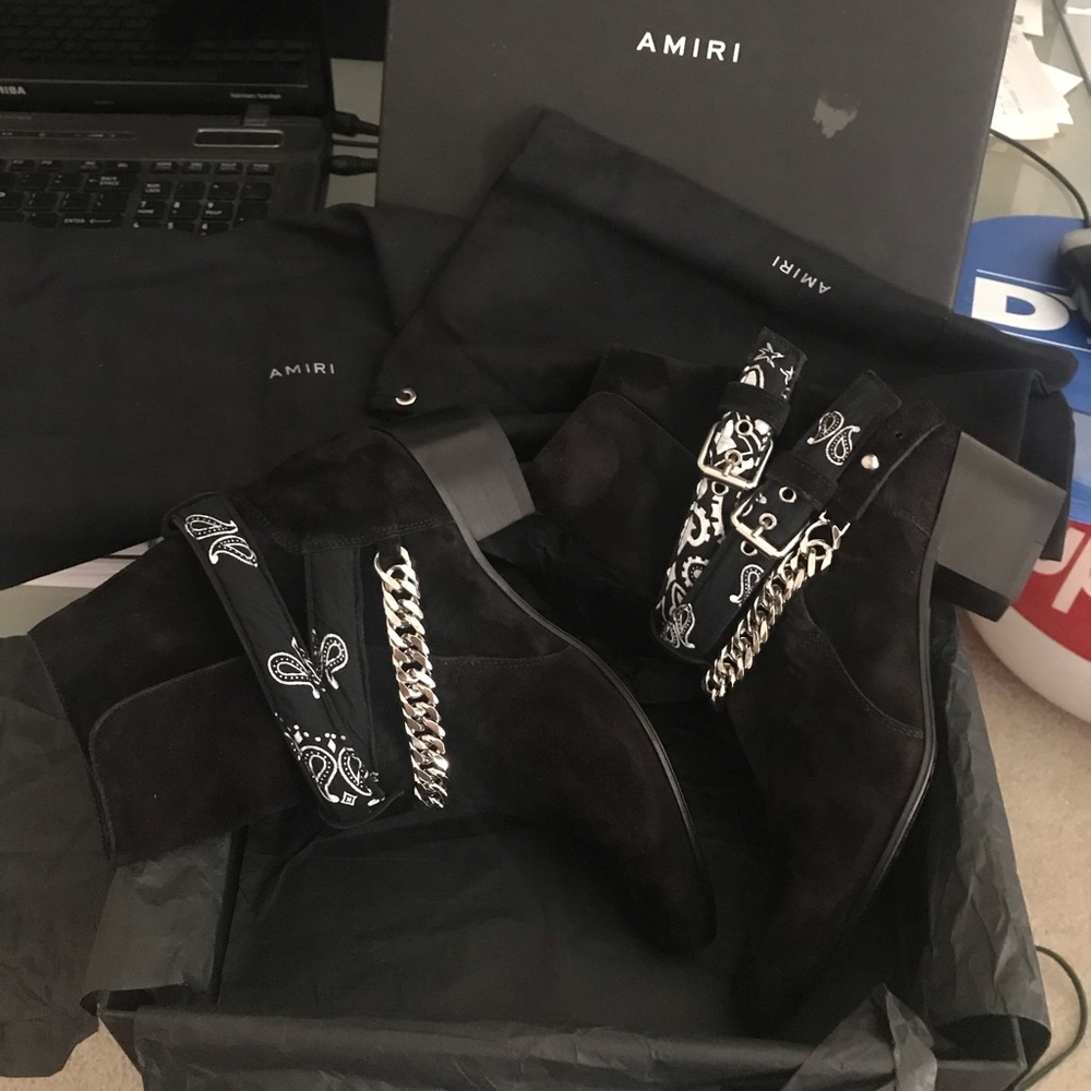 Amiri Bandana Buckle Boots